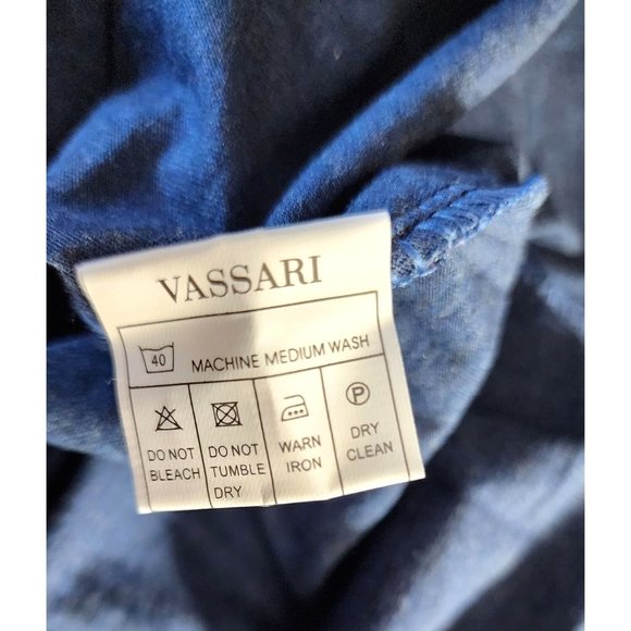 Vassari Los Angeles Blue L Rare Designer V-Neck Shirt with Pocket - Picture 10 of 16